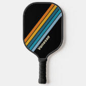 Black Rainbow Striped with Name ピックルボールラケット (裏面)