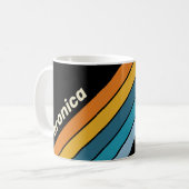 Black Rainbow Stripes with Name コーヒーマグカップ (正面左)