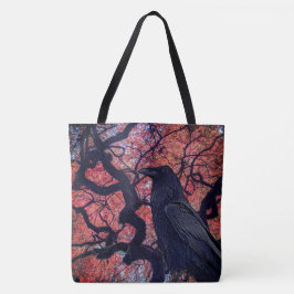 Black Raven and Gnarly Japanese Maple トートバッグ
