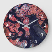 Black Raven and Gnarly Japanese Maple ラージ壁時計 (正面)