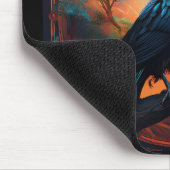 Black Raven Perched On A Gnarled Branch  マウスパッド (コーナー)