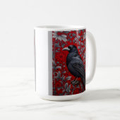 Black Raven Red Floral William Morris Inspired コーヒーマグカップ (正面右)