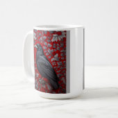 Black Raven Red Floral William Morris Inspired コーヒーマグカップ (正面左)