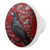 Black Raven Red Floral William Morris Inspired セラミックノブ (右)