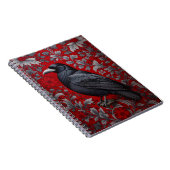 Black Raven Red Floral William Morris Inspired ノートブック (右側)