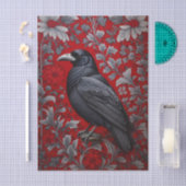 Black Raven Red Floral William Morris Inspired 薄葉紙 (クラフト)