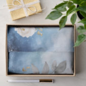 Black Raven White Flowers Blue Background 薄葉紙 (ギフト)