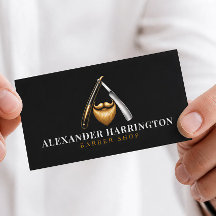 Black+Razor+Golden+Beard+Logo+Barber+Shop