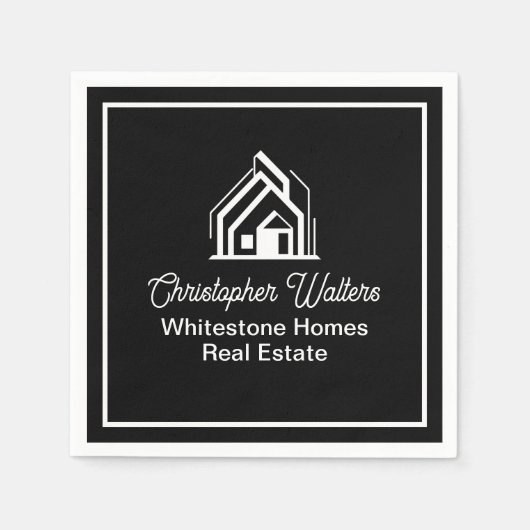 Black Real Estate Company Custom Realtor Party スタンダードカクテルナプキン (正面)