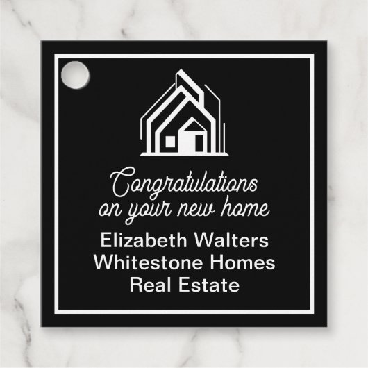 Black Real Estate Company Custom Realtor Party フェイバータグ (正面)