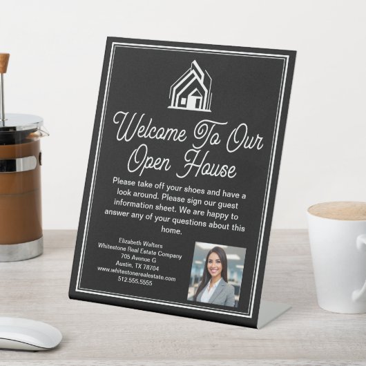 Black Real Estate Company Customized Open House 台座サイン (インサイチュ)