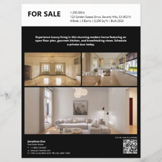 Black Real Estate Property Listing Flyer チラシ