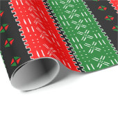 Black Red And Green Mudcloth Tribal Pattern ラッピングペーパー (ロールコーナー)