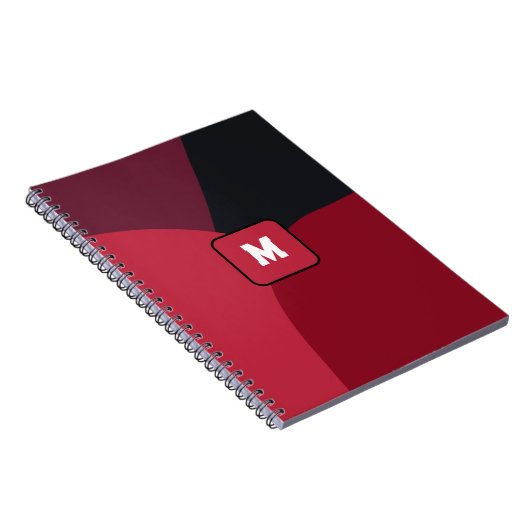 Black Red and Hot pink abstract pattern monogram  ノートブック (右側)
