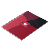 Black Red and Hot pink abstract pattern monogram  ノートブック (左側)