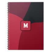 Black Red and Hot pink abstract pattern monogram  ノートブック (正面)