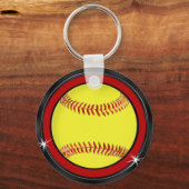 Black, Red and White Cheap Softball Keychains キーホルダー (裏面)