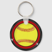 Black, Red and White Cheap Softball Keychains キーホルダー (裏面)
