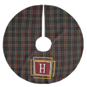Black Red and yellow Tartan Monogram  ブラッシュドポリエステルツリースカート (正面)