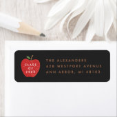 Black Red Apple Preschool Graduation Address Label ラベル (インサイチュ)
