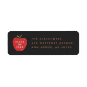 Black Red Apple Preschool Graduation Address Label ラベル (正面)