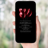 Black red balloons birthday 招待状