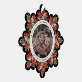 Black Red Berries+Greenery Christmas Paper オーナメントカード (右)