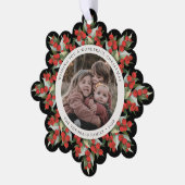 Black Red Berries+Greenery Christmas Paper オーナメントカード (左)