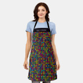 Black Red Blue Green Multicolor Checkered Pattern エプロン (着用した状態)