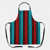 Black Red Blue Stripes Pattern   エプロン (正面)