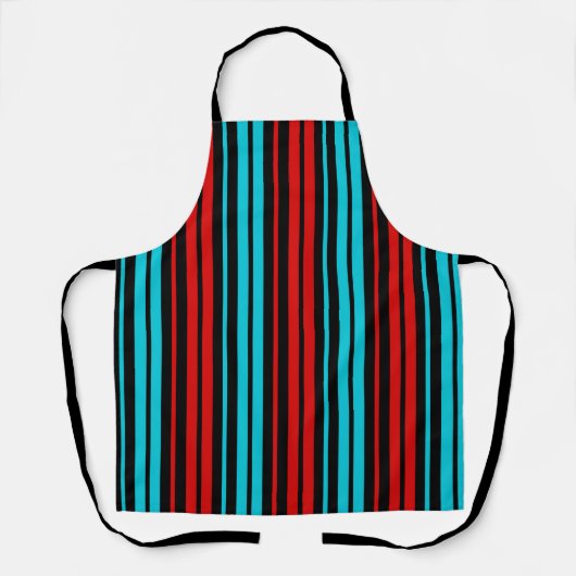 Black Red Blue Stripes Pattern   エプロン (正面)