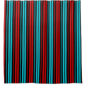 Black Red Blue Stripes Pattern   シャワーカーテン (正面)