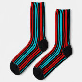 Black Red Blue Stripes Pattern   ソックス (左)