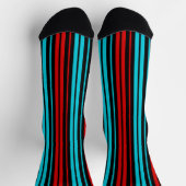 Black Red Blue Stripes Pattern   ソックス (上部)