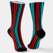 Black Red Blue Stripes Pattern   ソックス (傾斜あり)