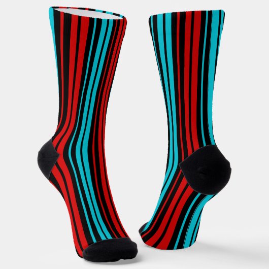 Black Red Blue Stripes Pattern   ソックス (傾斜あり)