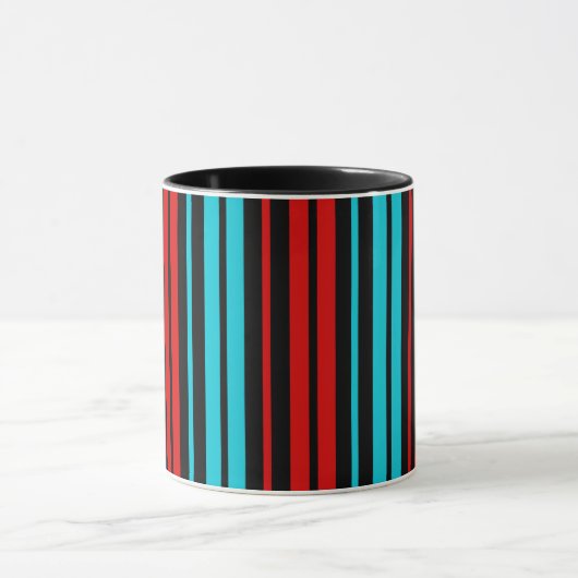 Black Red Blue Stripes Pattern   マグカップ (中央)