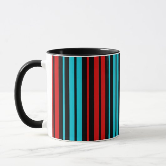 Black Red Blue Stripes Pattern   マグカップ (左)