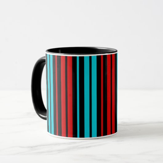 Black Red Blue Stripes Pattern   マグカップ (正面左)