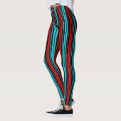 Black Red Blue Stripes Pattern   レギンス (左)