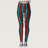 Black Red Blue Stripes Pattern   レギンス (正面)