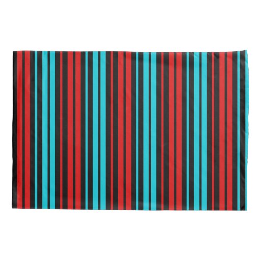 Black Red Blue Stripes Pattern   枕カバー (裏面)