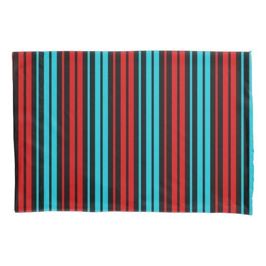 Black Red Blue Stripes Pattern   枕カバー (正面)