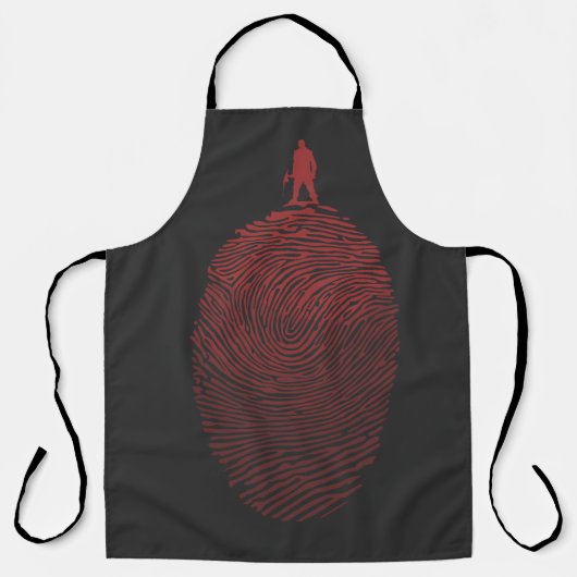 Black red cartoon man silhouette エプロン (正面)
