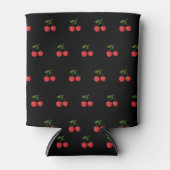 Black & Red Cherry Pattern Fresh Fruit Modern 缶クーラー (正面)