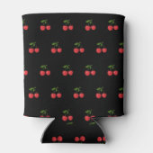 Black & Red Cherry Pattern Fresh Fruit Modern 缶クーラー (裏面)