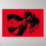 Black & Red Chimpanzee Pop Art ポスター<br><div class="desc">Digital Computer Animal Art - College Art - Wild Animal Computer Images</div>