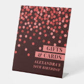 Black Red Confetti Birthday Gifts and Cards 台座サイン (正面)