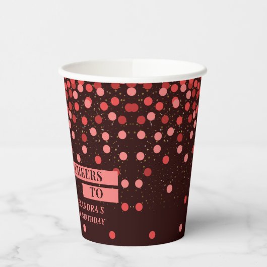 Black Red Confetti Cheers To Paper Cups 紙コップ (左)