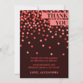 Black Red Confetti Chic Birthday Thank You Card サンキューカード (正面)